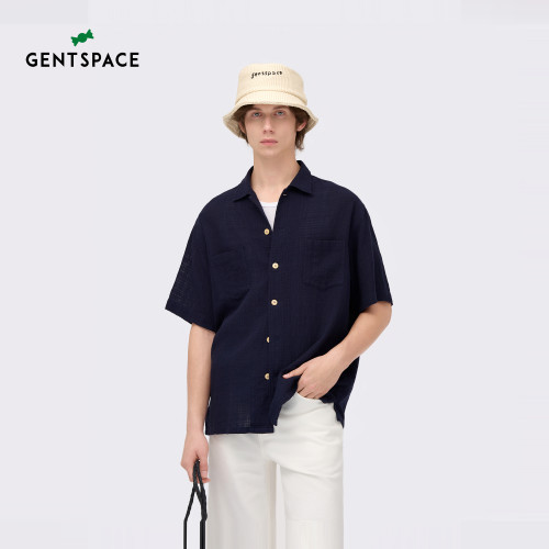 GENTSPACE小翻领短袖衬衫