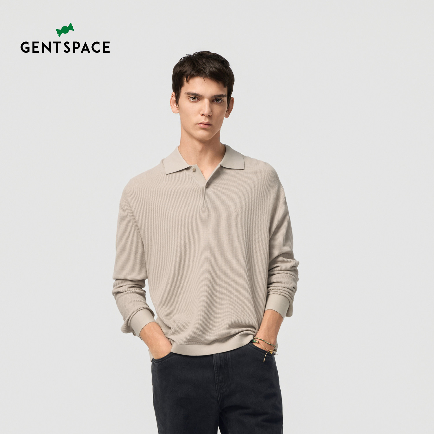 GENTSPACE春夏新品男士半开襟商务通勤基础易搭针织衫Polo衫
