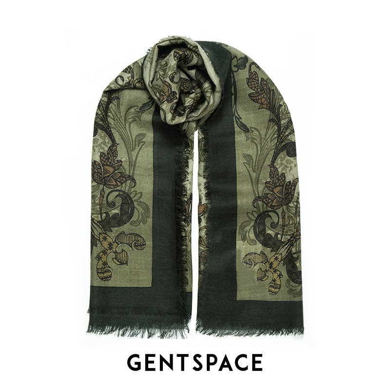 GENTSPACE绿色桑蚕丝围巾