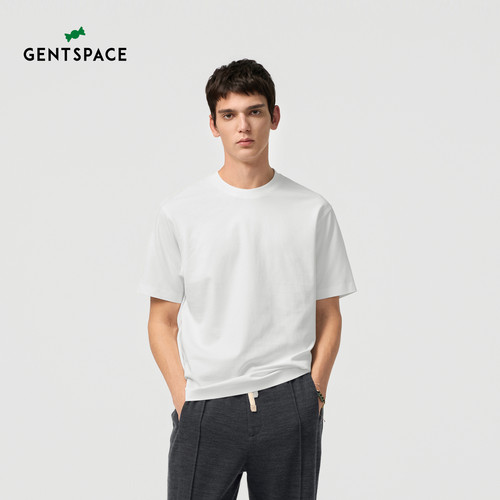 GENTSPACE2026年夏季新品舒适休闲纯色圆领短袖男士T恤