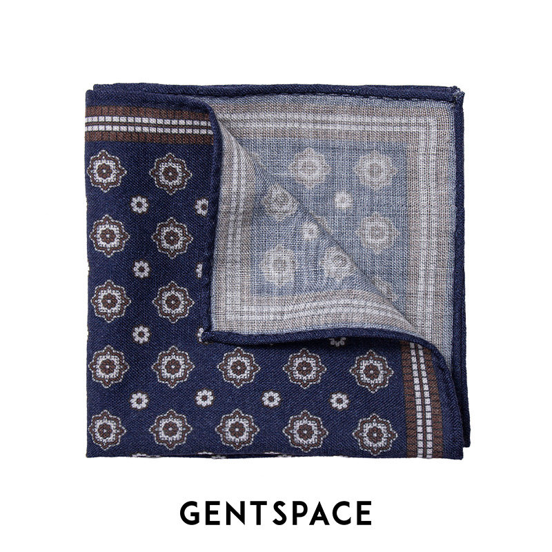 GENTSPACE深蓝色绵羊毛方巾