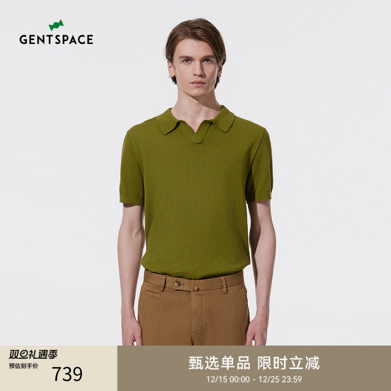 翼领短袖POLO衫棉纱线GENTSPACE