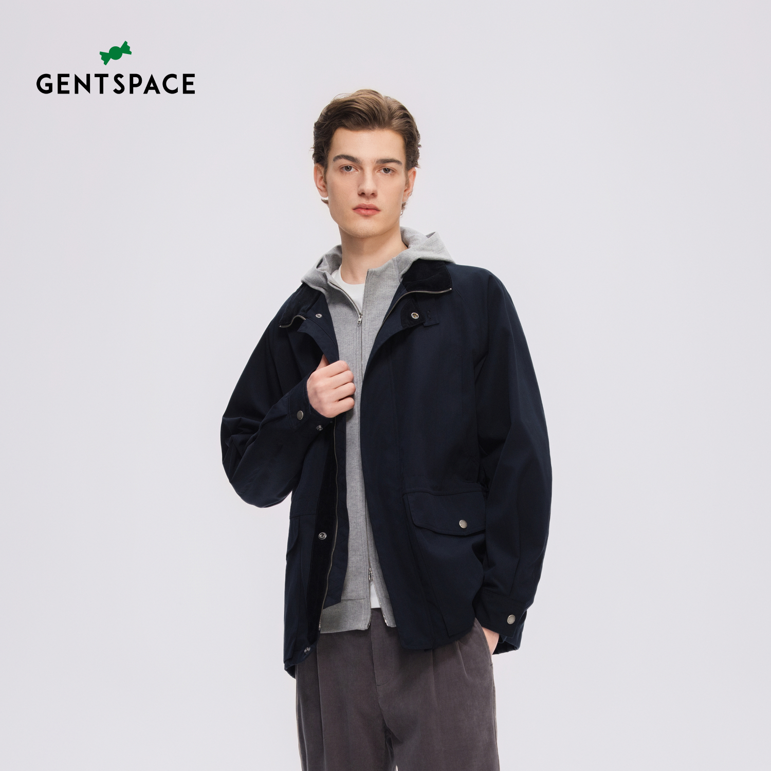 GENTSPACE 2025年秋冬新品男士宽松立领夹克外套