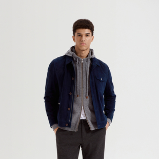 时尚 春新款 GENTSPACE 潮流羊皮革皮衣夹克外套男 商场同款