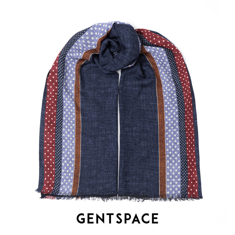 GENTSPACE藏青色绵羊毛围巾