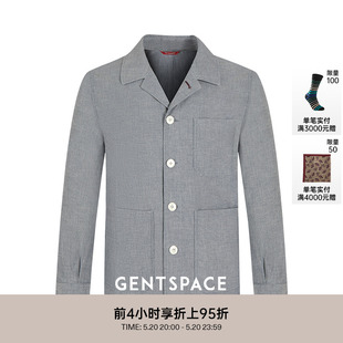 夹克 蓝灰色翻领三贴袋棉弹衬衫 新品 GENTSPACE夏季