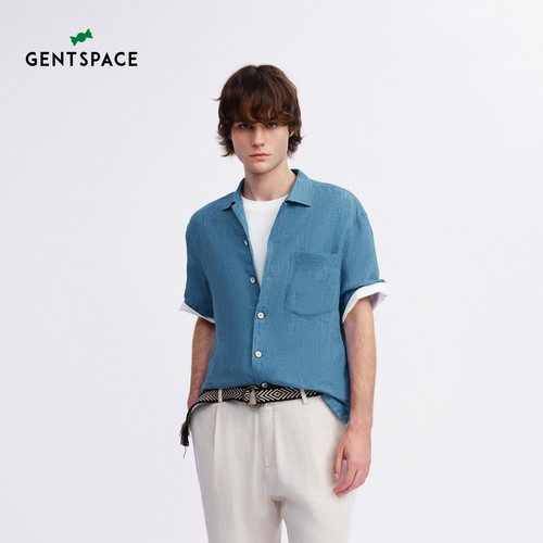 GENTSPACE纯色儒雅松弛短袖衬衫