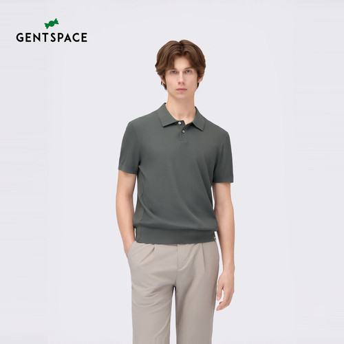 GENTSPACE春夏新品针织拼接简约时尚都市通勤休闲短袖POLO衫