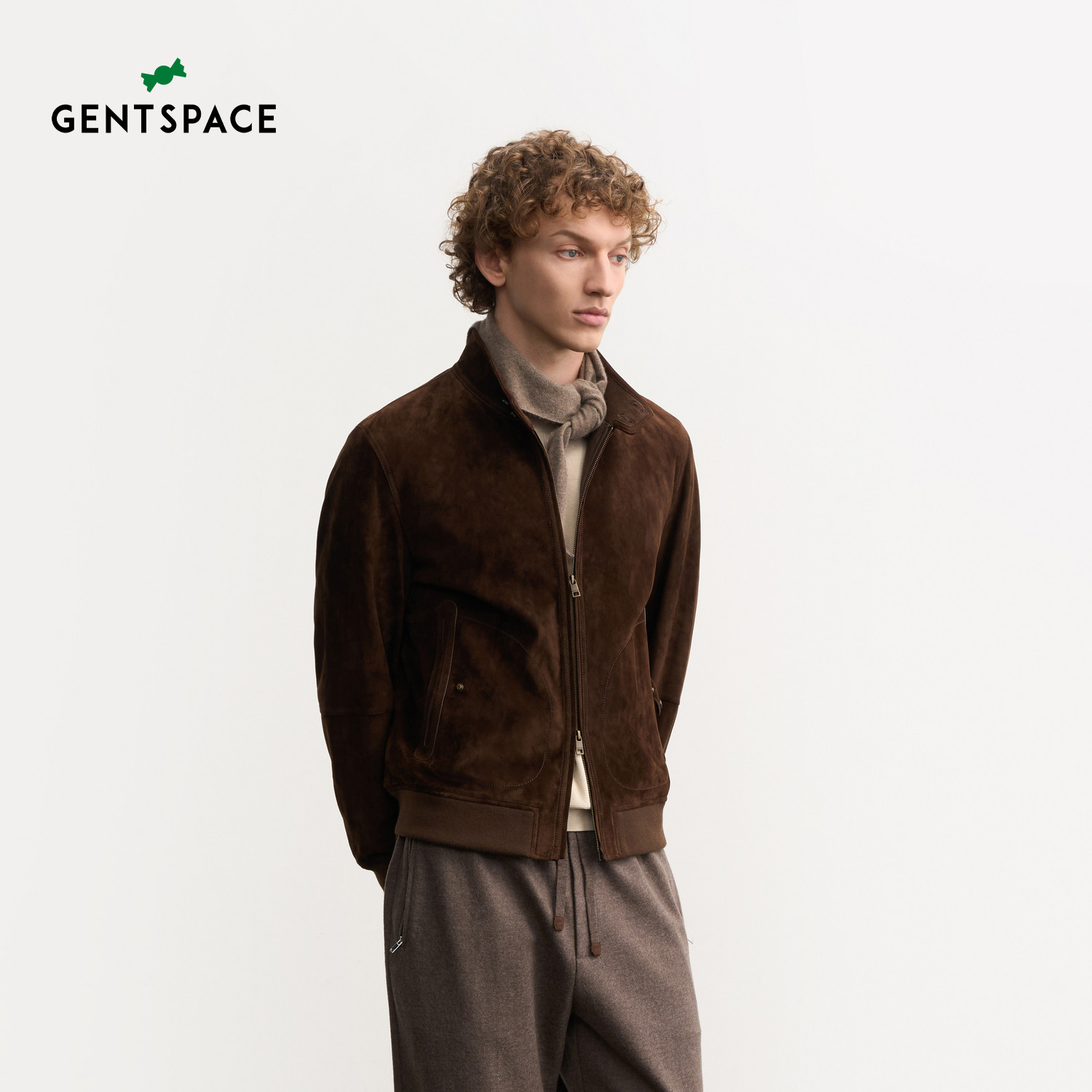 GENTSPACE2026秋冬新品羊皮休闲立领夹克男士夹克外套