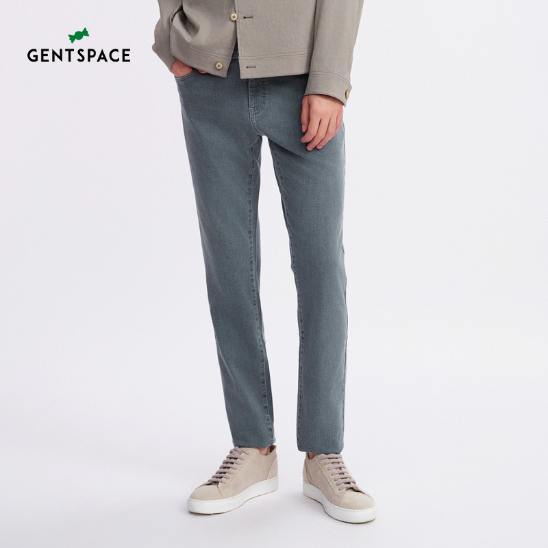GENTSPACE春夏新品棉混纺潮流复古时尚摩登休闲雅致修身牛仔裤