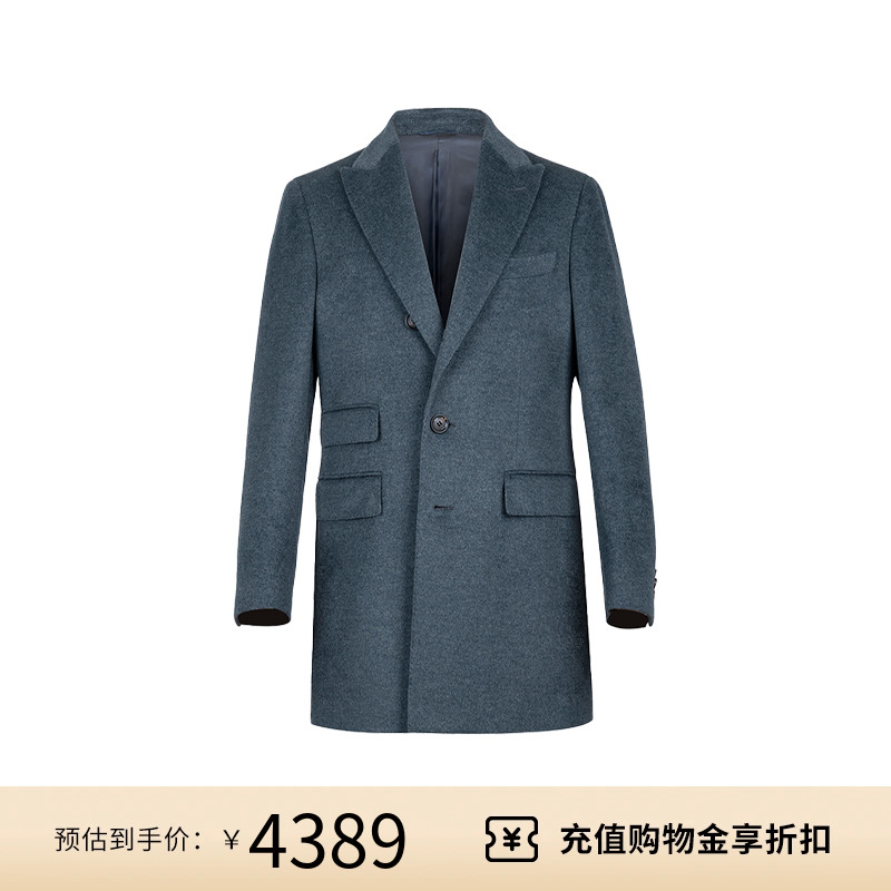 GENTSPACE秋冬新品男士商务时尚休闲羊绒羊毛中长毛呢大衣外套