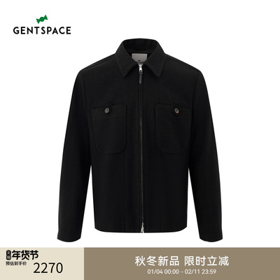 GENTSPACE2025秋冬新品男士纯色羊毛衬衫夹克外套