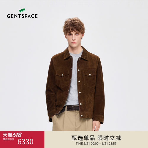 【明星同款】GENTSPACE25秋冬新品羊皮皮衣夹克男士外套