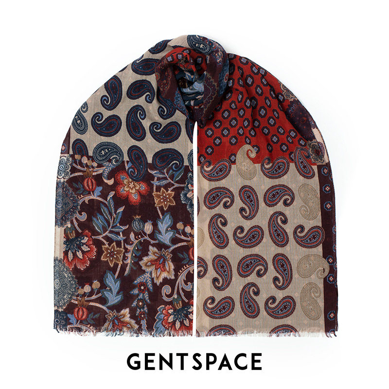 GENTSPACE咖啡色绵羊毛围巾