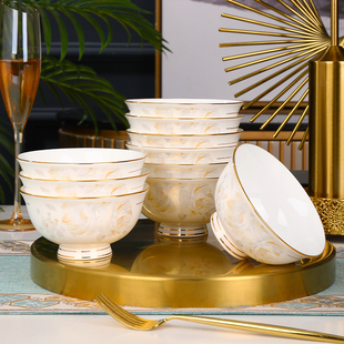 碗 家用高脚防烫饭碗景德镇餐具碗家用2025新款碗碟套装盘子菜盘