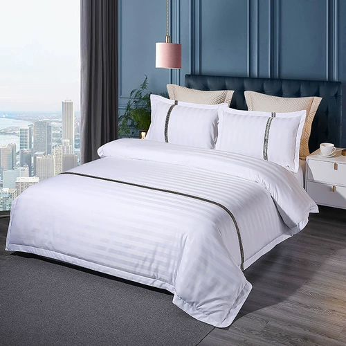 Белый комплект для отеля, простыня, пододеяльник, наволочка, 4 предмета