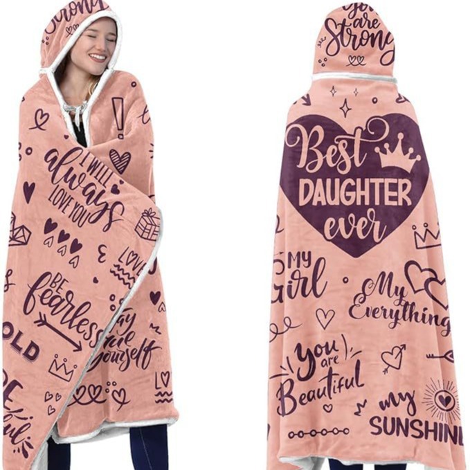 直供夏尔巴羊毛可穿戴毛毯连帽衫