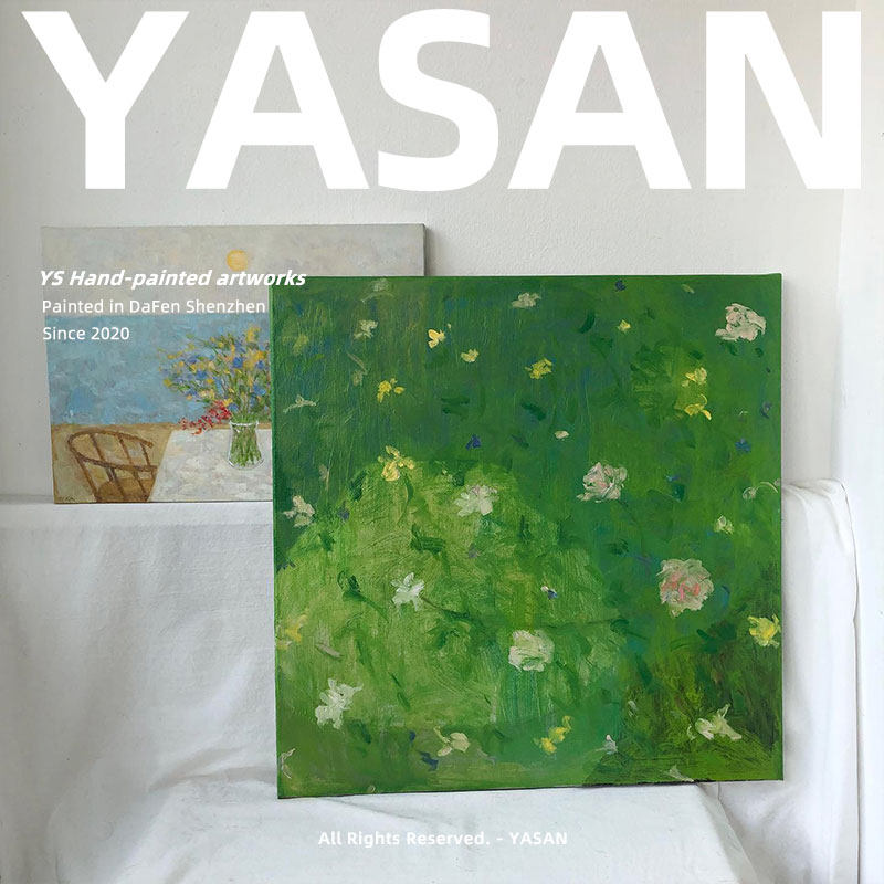 YASAN 纯手绘油画植物花卉装饰画客厅背景墙艺术壁画桌面创意摆画图片