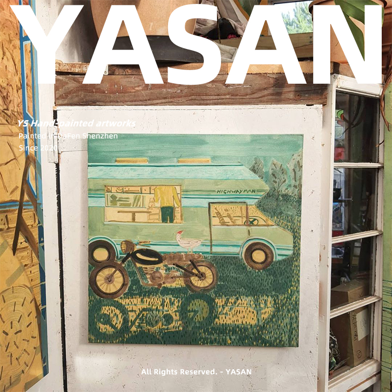 YASAN 纯手工手绘丙烯油画客厅卧室植物装饰画房间床头单幅挂画图片