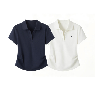 2026春夏新款 POLO领捏褶短袖 通勤气质收腰显瘦翻领T恤女 经典 鸟