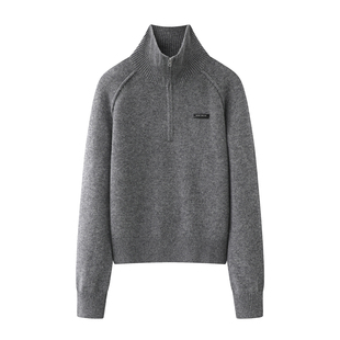 毛衣女2025秋冬新款 针织衫 气质百搭半拉链翻领宽松设计感长袖 艾