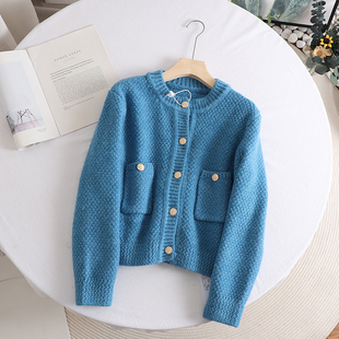 诗系!Chao显白~慵懒香风毛衣外套女 2023秋新款软糯厚实针织开衫