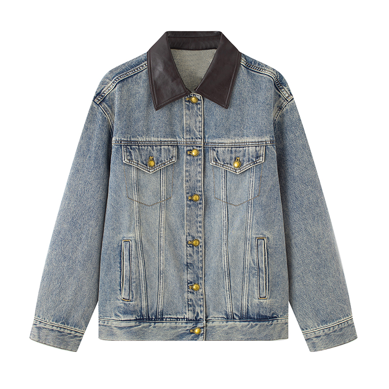 时尚百搭显瘦休闲翻领牛仔外套