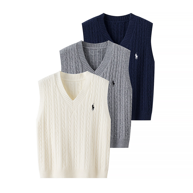 日系战马刺绣麻花针织背心秋冬新款女学院风百搭宽松休闲毛衣马甲