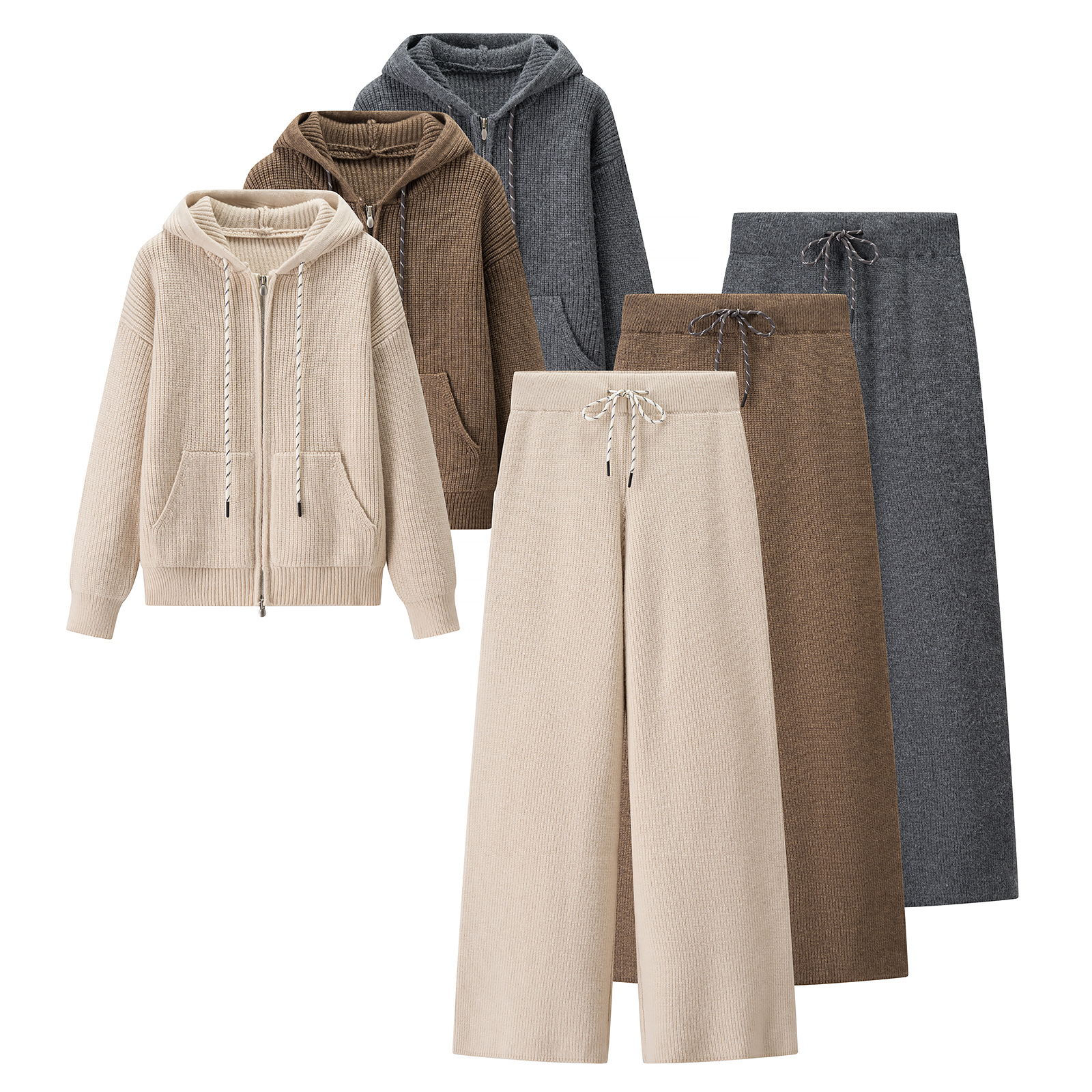 气质设计感针织衫休闲裤套装