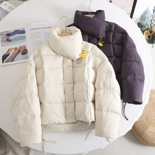 百搭加厚保暖面包服外套 泡芙羽绒服女2025冬季 艾 围脖立领短款
