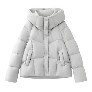 新款 艾 羽绒服女宽松保暖面包服外套2025冬季 气质连帽短款 时尚