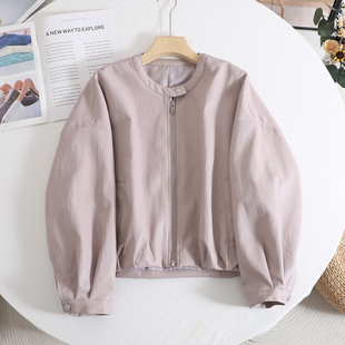 小个子气质减龄夹克 新款 彩系 粉色甜酷PU皮衣外套女2026春季