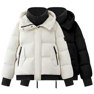 鸟家 时尚设计感宽松假两件羽绒服女连帽保暖宽松外套2025秋冬