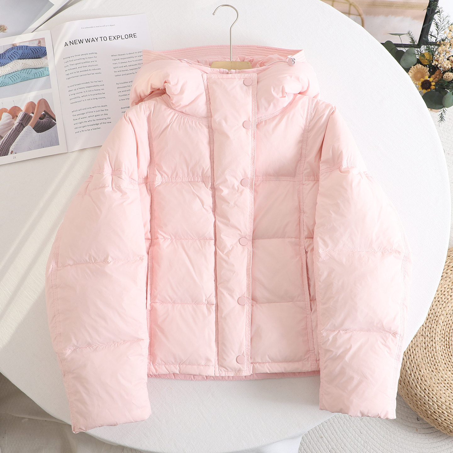 优雅气质保暖粉色小个子羽绒服
