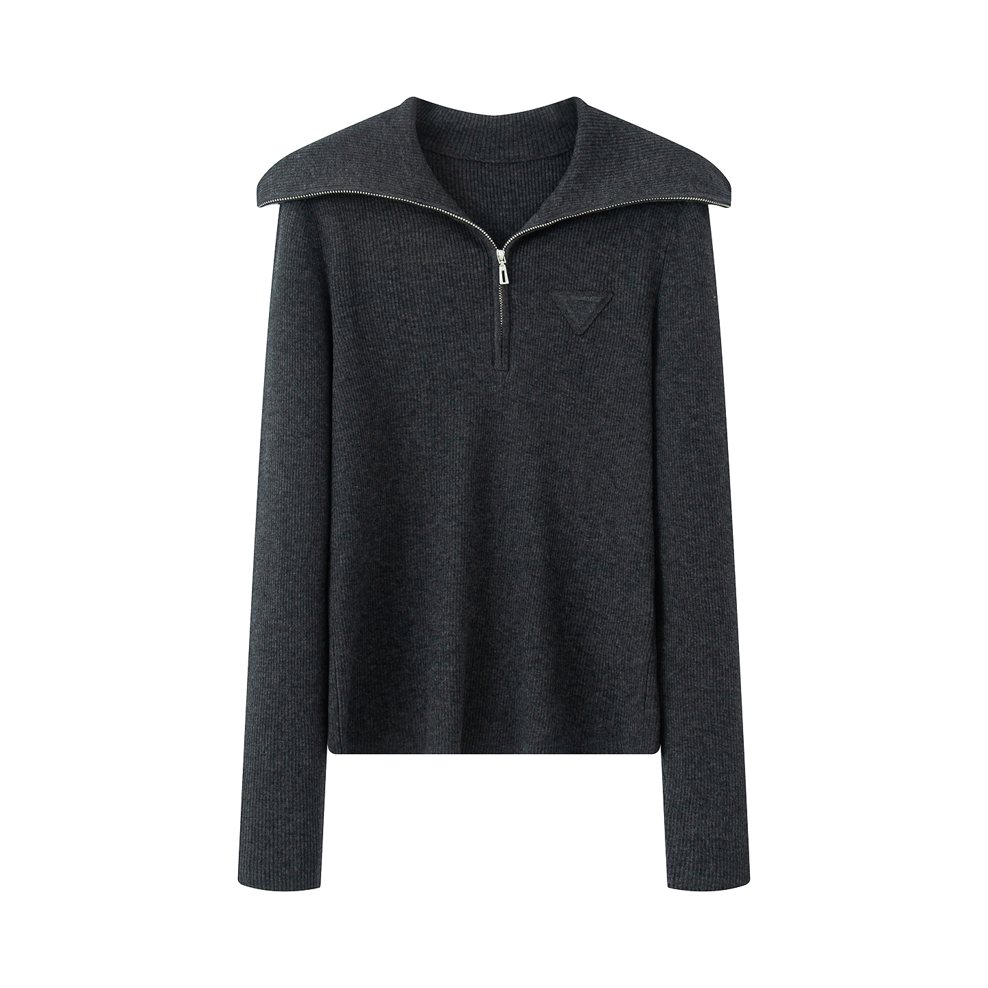 时尚复古宽松显瘦半拉链针织衫