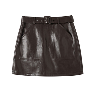 鸟家 可穿小个子短裙PU 高腰气质百搭超软腰带皮裙女春秋冬三季