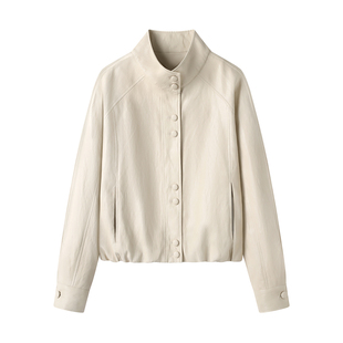 影系 酷飒高级感撞色减龄机车夹克立领皮衣外套女 2025早秋新款