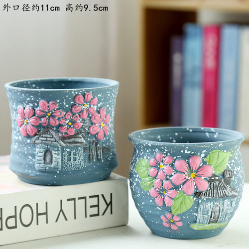 多肉花盆陶瓷粗陶透气