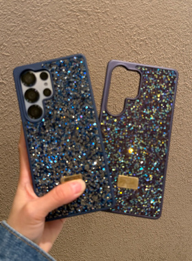 适用三星Galaxy手机壳S25防摔s24新款ultra保护套5G外壳U镶钻+时尚ins女款高级感十可爱闪亮轻奢蓝色紫色