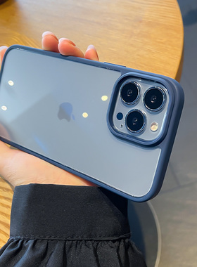 适用苹果13手机壳12硅胶16防摔pro新款max时尚简约ins风por大气15创意pm个性iPhone13透明13p蓝色14黑色