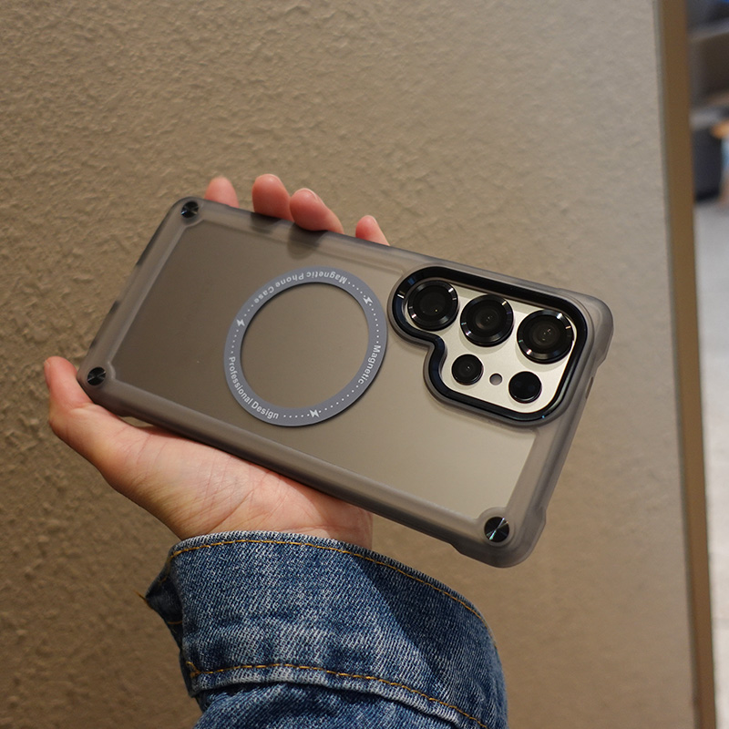 适用三星Galaxy手机壳S25防摔s24新款ultra保护套5G外壳U磨砂透明+防指纹十ins磁吸magsafe蓝色黑色