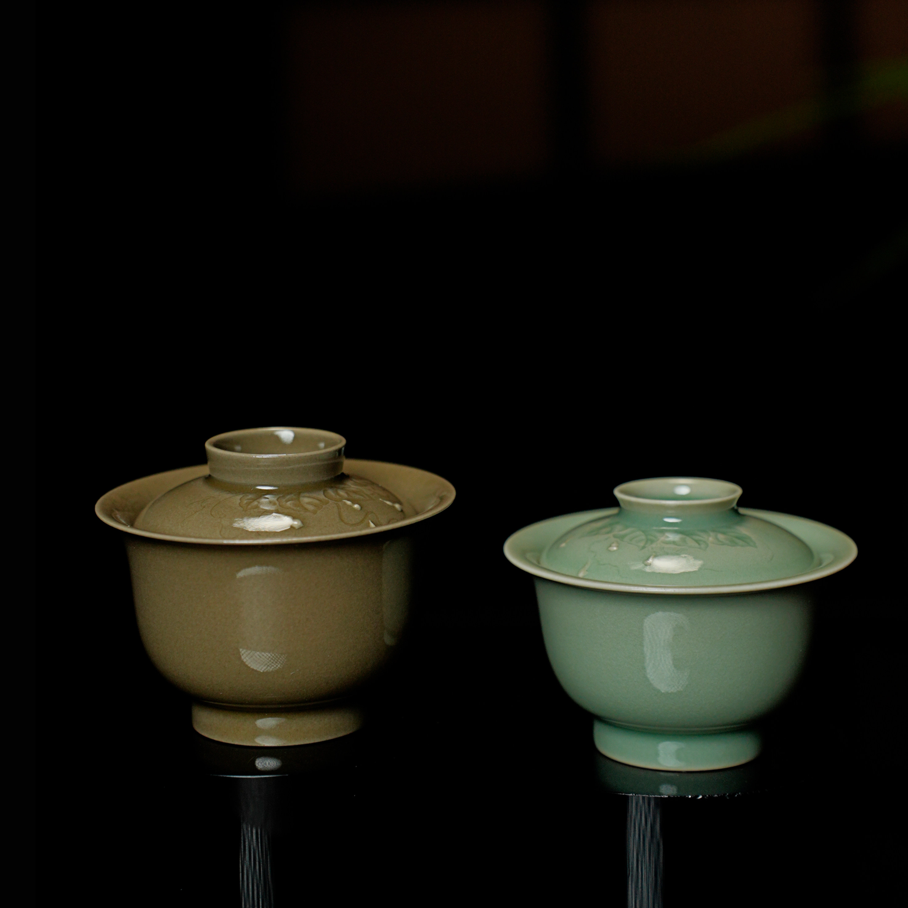 龙泉窑青瓷手工茶碗功夫茶具薄胎葫芦二才盖碗80cc岩茶小品茶具