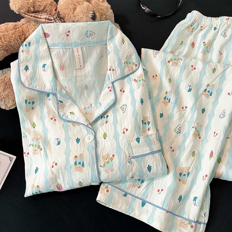 可爱小熊睡衣女云朵棉春秋季长袖