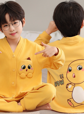 男童睡衣秋冬季德绒2025新款可爱卡通奶龙小男孩中大童保暖家居服