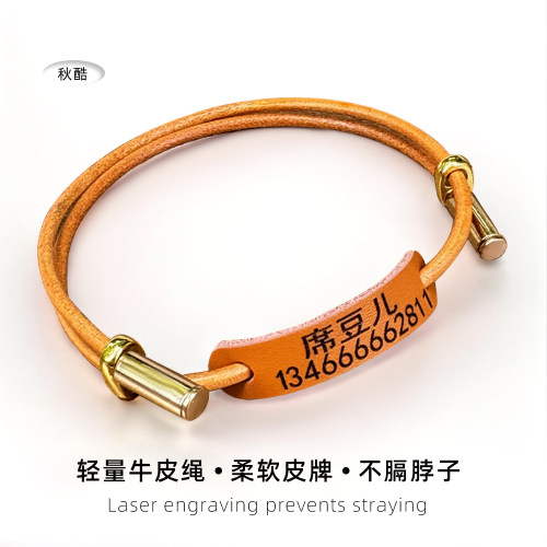 牛皮绳轻量定制刻字宠物项圈