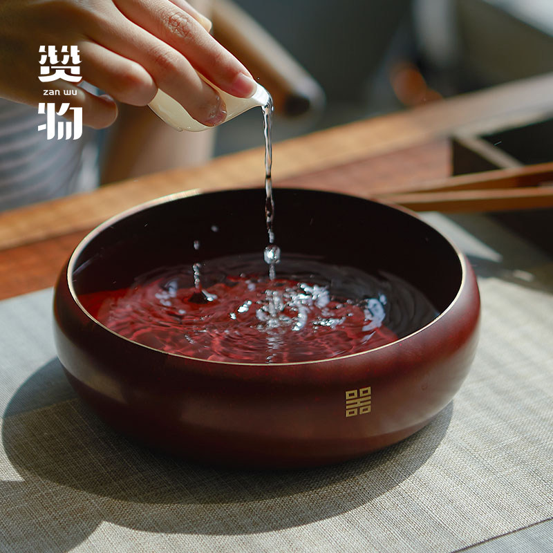 铜茶洗大号家用水盂茶洗缸特大号建水高级笔洗洗茶杯盆茶具配件