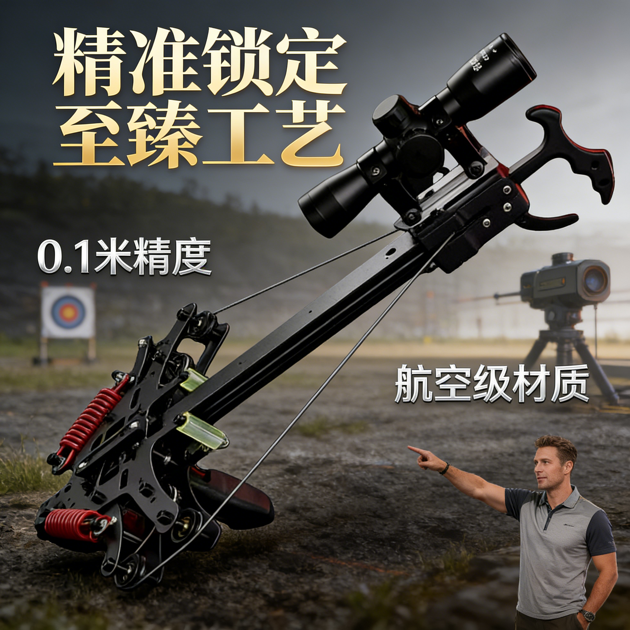 弹弓拉杆枪全金属复合弓新毒蛇弹珠枪双用户高精度激光瞄准钢珠