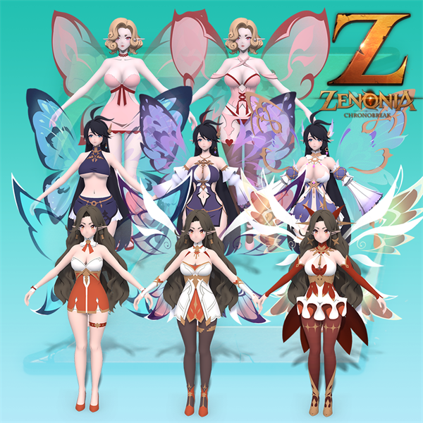 3dmax卡通人物动画素材 卡通主角npc怪物翅膀 全套2d游戏动画资产