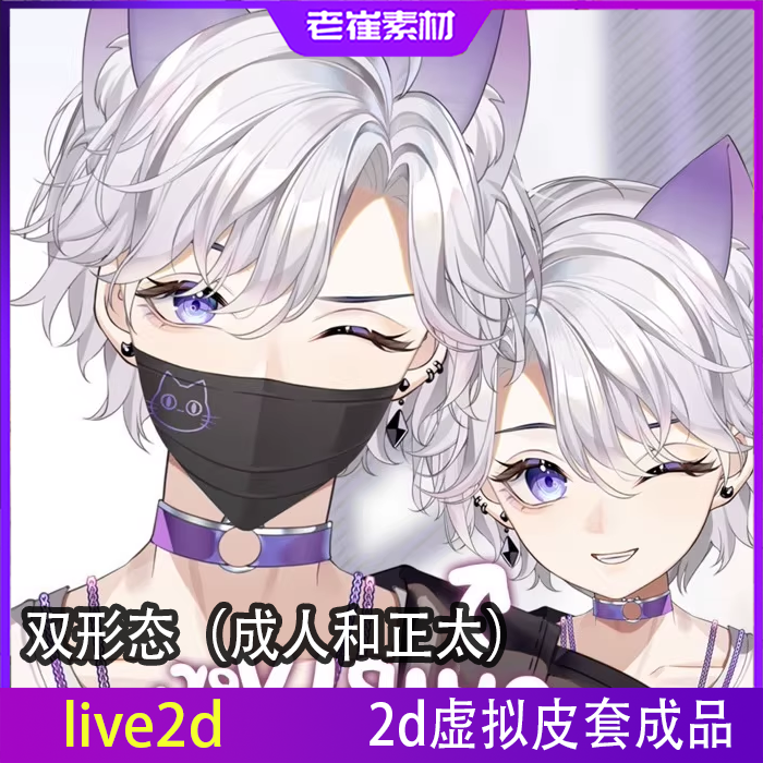 抖音伴侣快手小红书b站虚拟直播间形象 2d帅气男生皮套小电人成品