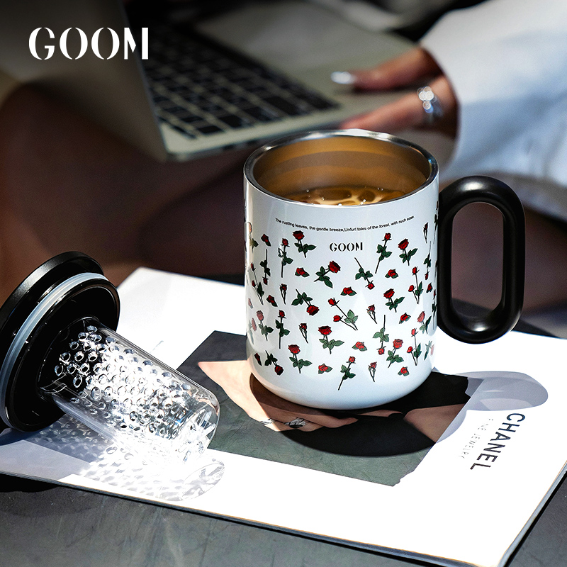 保冷保温  一杯双饮 不锈钢内胆 带茶仓 带